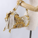 FENDI Zucca Canvas Mamma Baguette Bag Nylon FENDACE Beige Gold Auth 202905SAM-26