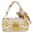 FENDI Zucca Canvas Mamma Baguette Bag Nylon FENDACE Beige Gold Auth 202905SAM-2