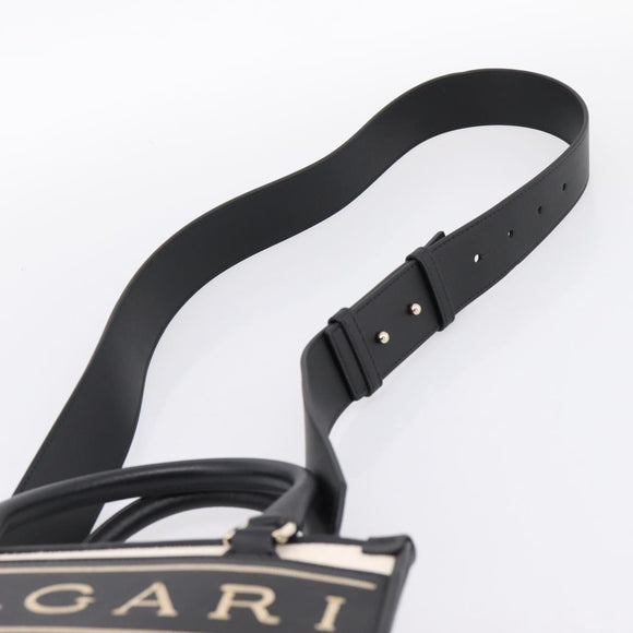 BVLGARI Hand Bag Canvas 2way Beige Gold Auth 202907M