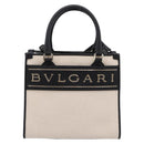 BVLGARI Hand Bag Canvas 2way Beige Gold Auth 202907M-2