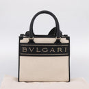 BVLGARI Hand Bag Canvas 2way Beige Gold Auth 202907M-23