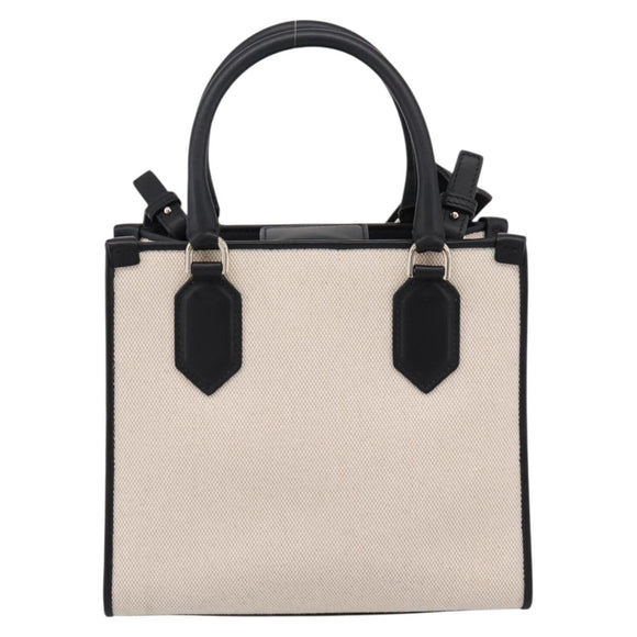 BVLGARI Hand Bag Canvas 2way Beige Gold Auth 202907M