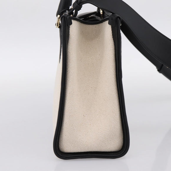 BVLGARI Hand Bag Canvas 2way Beige Gold Auth 202907M