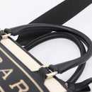 BVLGARI Hand Bag Canvas 2way Beige Gold Auth 202907M-8