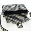 FENDI Newbucket Mamma Baguette Shoulder Bag Wool 2way Black Silver Auth 202909SAV-21