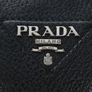PRADA Shoulder Bag Vittero Dino Leather Black Silver Auth 202911V-21