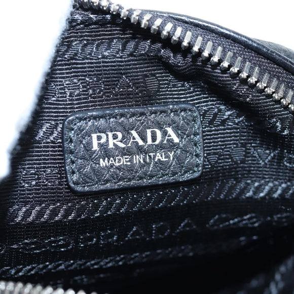 PRADA Shoulder Bag Vittero Dino Leather Black Silver Auth 202911V