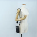 PRADA Shoulder Bag Vittero Dino Leather Black Silver Auth 202911V-26