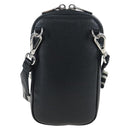 PRADA Shoulder Bag Vittero Dino Leather Black Silver Auth 202911V-2