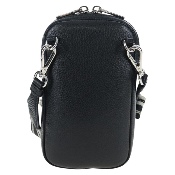 PRADA Shoulder Bag Vittero Dino Leather Black Silver Auth 202911V