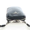 PRADA Shoulder Bag Vittero Dino Leather Black Silver Auth 202911V-6