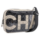 CHANEL Camelia Shoulder Bag PVC Canvas Black Silver CC Auth 202912SAM-1