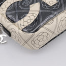 CHANEL Camelia Shoulder Bag PVC Canvas Black Silver CC Auth 202912SAM-16