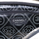 CHANEL Camelia Shoulder Bag PVC Canvas Black Silver CC Auth 202912SAM-21