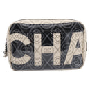 CHANEL Camelia Shoulder Bag PVC Canvas Black Silver CC Auth 202912SAM-13