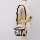 CHANEL Camelia Shoulder Bag PVC Canvas Black Silver CC Auth 202912SAM-29