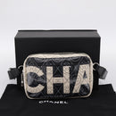 CHANEL Camelia Shoulder Bag PVC Canvas Black Silver CC Auth 202912SAM-12