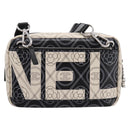 CHANEL Camelia Shoulder Bag PVC Canvas Black Silver CC Auth 202912SAM-2