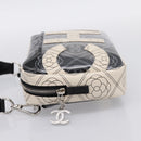 CHANEL Camelia Shoulder Bag PVC Canvas Black Silver CC Auth 202912SAM-3