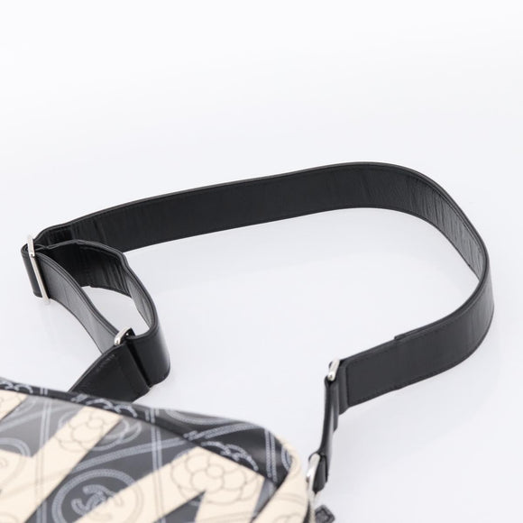 CHANEL Camelia Shoulder Bag PVC Canvas Black Silver CC Auth 202912SAM