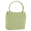 Salvatore Ferragamo Vala Hand Bag Canvas Green Gold Auth 202914A-1
