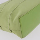 Salvatore Ferragamo Vala Hand Bag Canvas Green Gold Auth 202914A-11