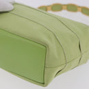 Salvatore Ferragamo Vala Hand Bag Canvas Green Gold Auth 202914A-12
