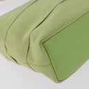 Salvatore Ferragamo Vala Hand Bag Canvas Green Gold Auth 202914A-13
