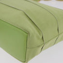 Salvatore Ferragamo Vala Hand Bag Canvas Green Gold Auth 202914A-14