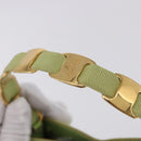 Salvatore Ferragamo Vala Hand Bag Canvas Green Gold Auth 202914A-15