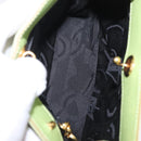 Salvatore Ferragamo Vala Hand Bag Canvas Green Gold Auth 202914A-17