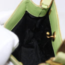 Salvatore Ferragamo Vala Hand Bag Canvas Green Gold Auth 202914A-18