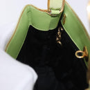 Salvatore Ferragamo Vala Hand Bag Canvas Green Gold Auth 202914A-19
