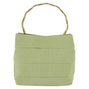 Salvatore Ferragamo Vala Hand Bag Canvas Green Gold Auth 202914A-2