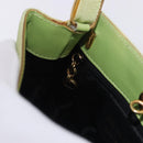 Salvatore Ferragamo Vala Hand Bag Canvas Green Gold Auth 202914A-20