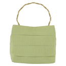 Salvatore Ferragamo Vala Hand Bag Canvas Green Gold Auth 202914A-3