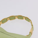 Salvatore Ferragamo Vala Hand Bag Canvas Green Gold Auth 202914A-8