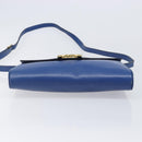 CELINE Circle Shoulder Bag Leather Blue Gold Auth 202918A-11