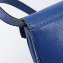 CELINE Circle Shoulder Bag Leather Blue Gold Auth 202918A-16