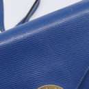 CELINE Circle Shoulder Bag Leather Blue Gold Auth 202918A-17