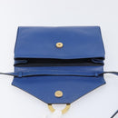 CELINE Circle Shoulder Bag Leather Blue Gold Auth 202918A-19