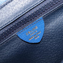 CELINE Circle Shoulder Bag Leather Blue Gold Auth 202918A-20