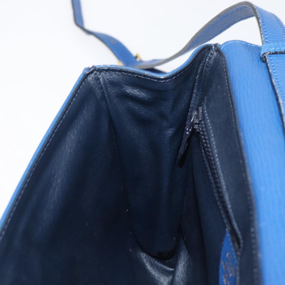 CELINE Circle Shoulder Bag Leather Blue Gold Auth 202918A