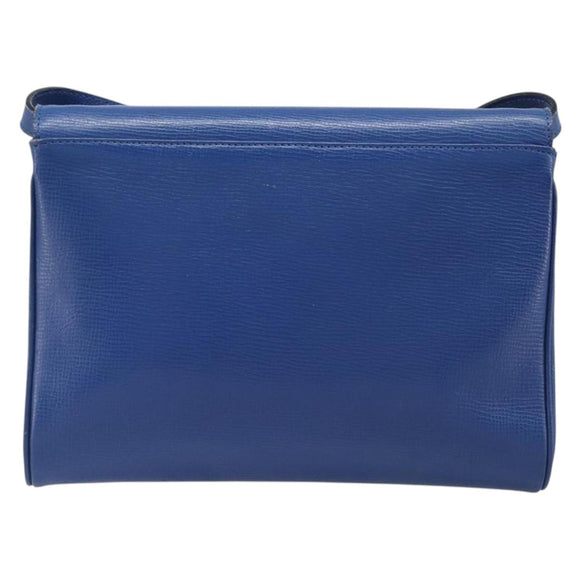 CELINE Circle Shoulder Bag Leather Blue Gold Auth 202918A