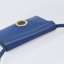 CELINE Circle Shoulder Bag Leather Blue Gold Auth 202918A-6