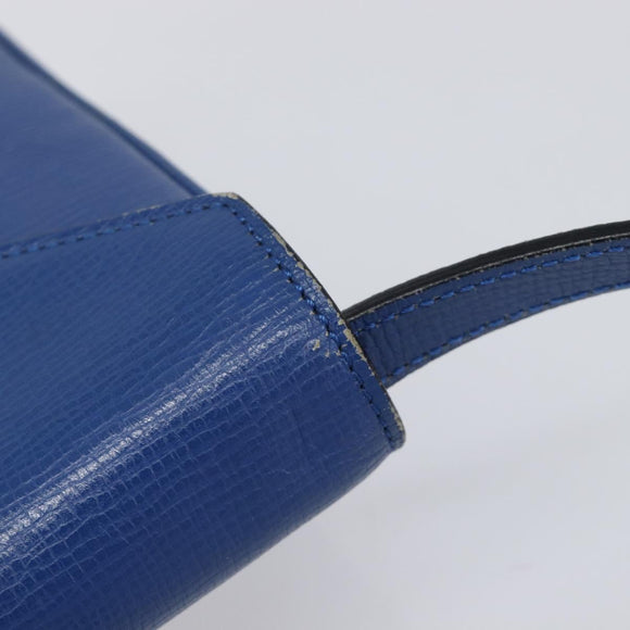 CELINE Circle Shoulder Bag Leather Blue Gold Auth 202918A