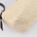 FENDI Zucca Canvas Mamma Baguette Shoulder Bag Beige Silver Auth 202919V-16