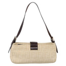 FENDI Zucca Canvas Mamma Baguette Shoulder Bag Beige Silver Auth 202919V-2