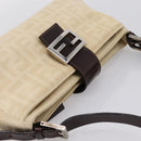 FENDI Zucca Canvas Mamma Baguette Shoulder Bag Beige Silver Auth 202919V-6