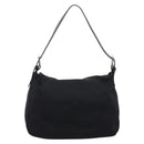 FENDI Mamma Baguette Shoulder Bag Cotton jersey Black Silver Auth 202920-2